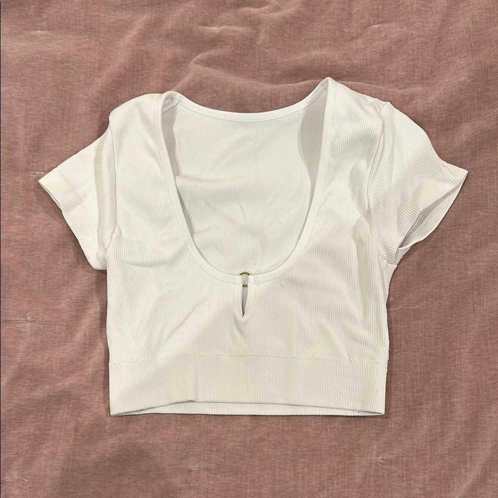 Aerie White Scoop Neck Women's Top